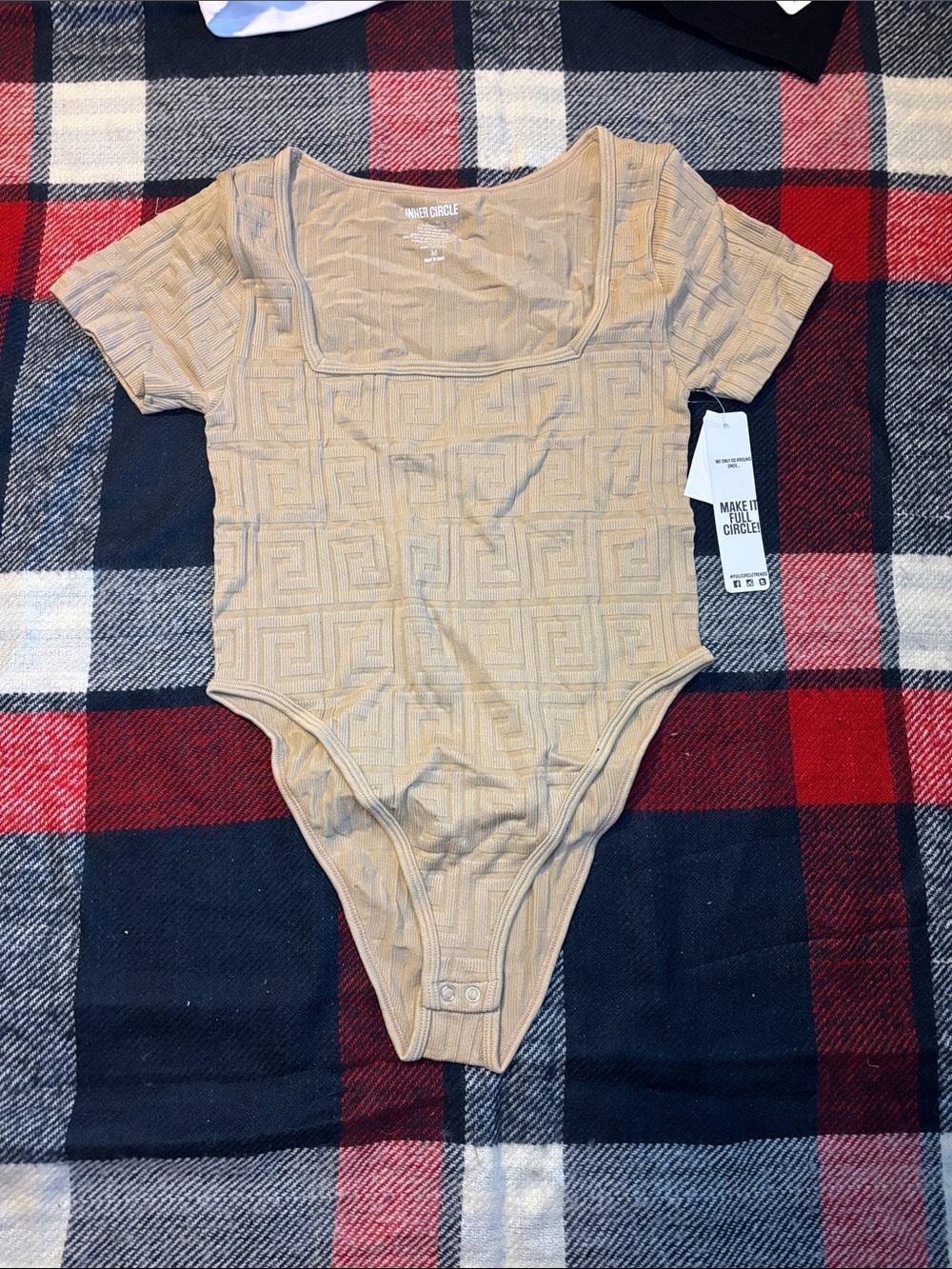 Women's Square Neck Beige Bodysuit